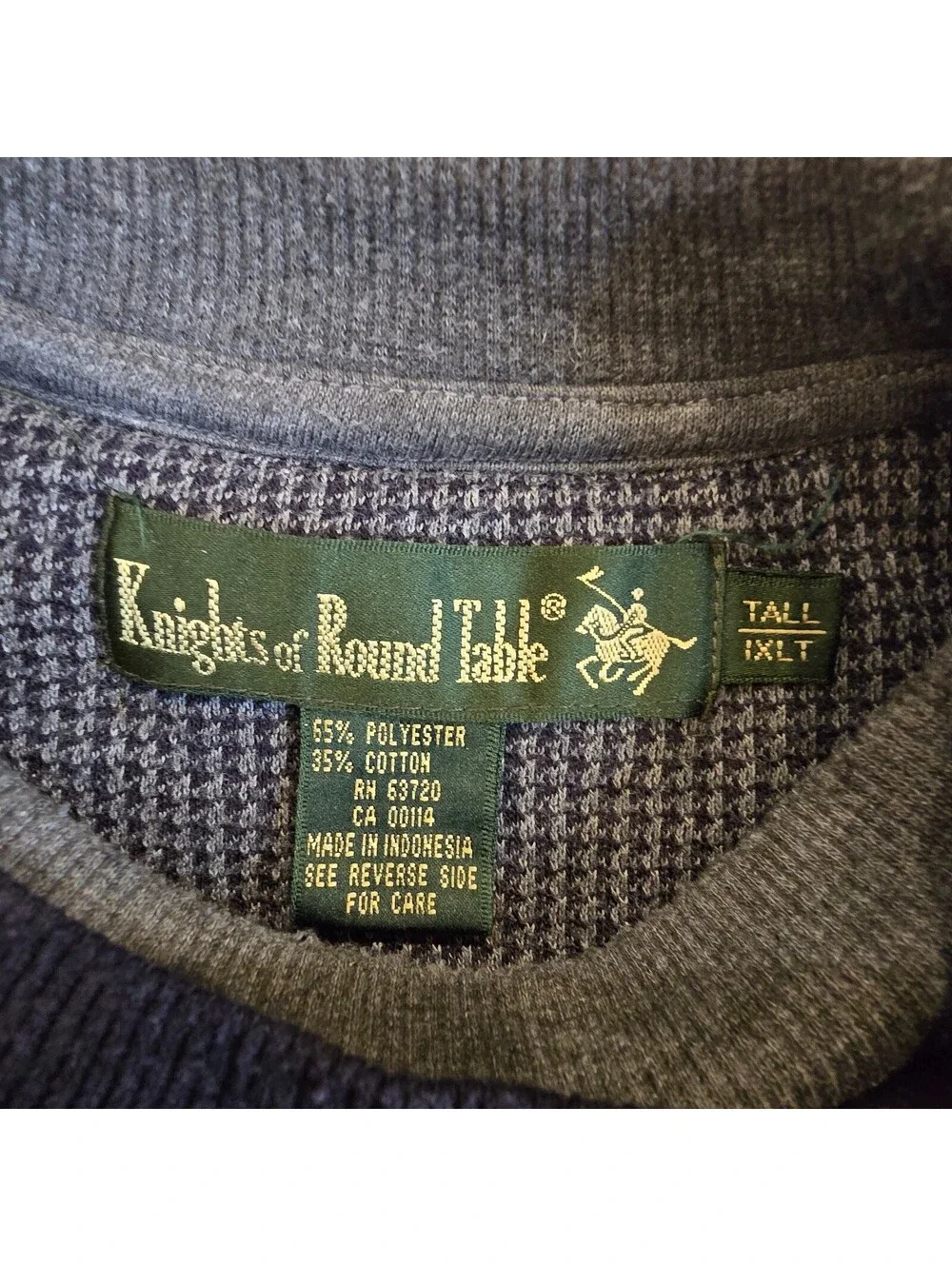 Vintage Knights of the Round Table Grey Geometric Sweater Men's Sz XLT Pullover